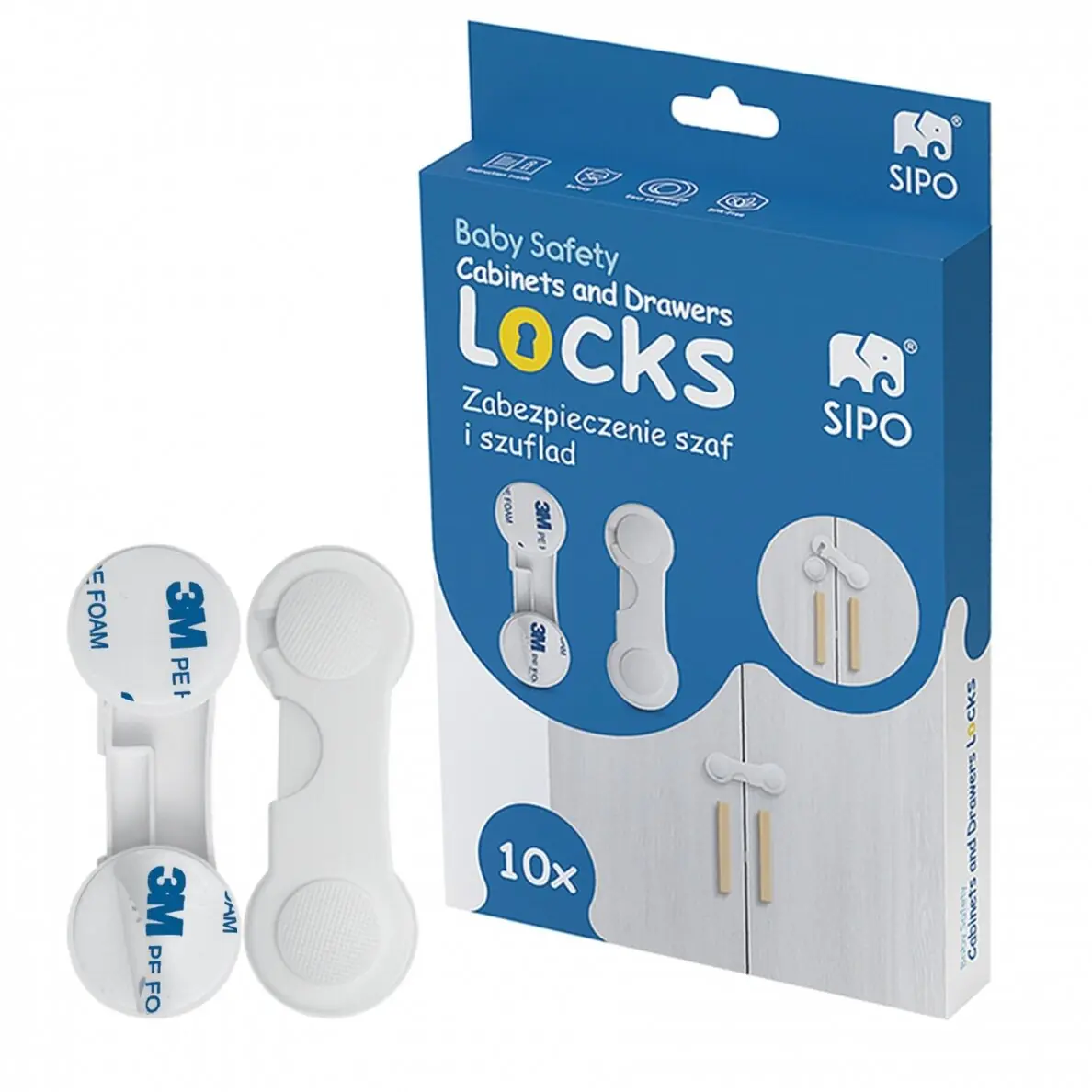 Drošības slēdzenes skapjiem un atvilktnēm, 10 gab., SBS-215 SIPO