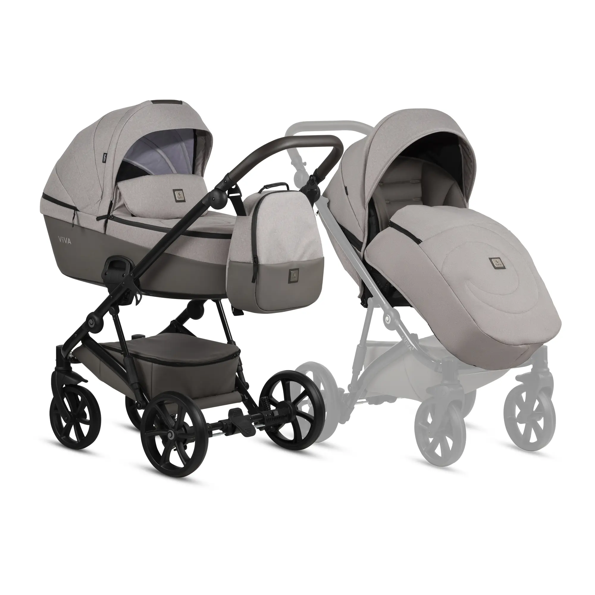 Bērnu rati 2in1 Viva 5 Plus 068 Warm Grey Bērnu rati 2in1 Viva 5 Plus 068 Warm Grey