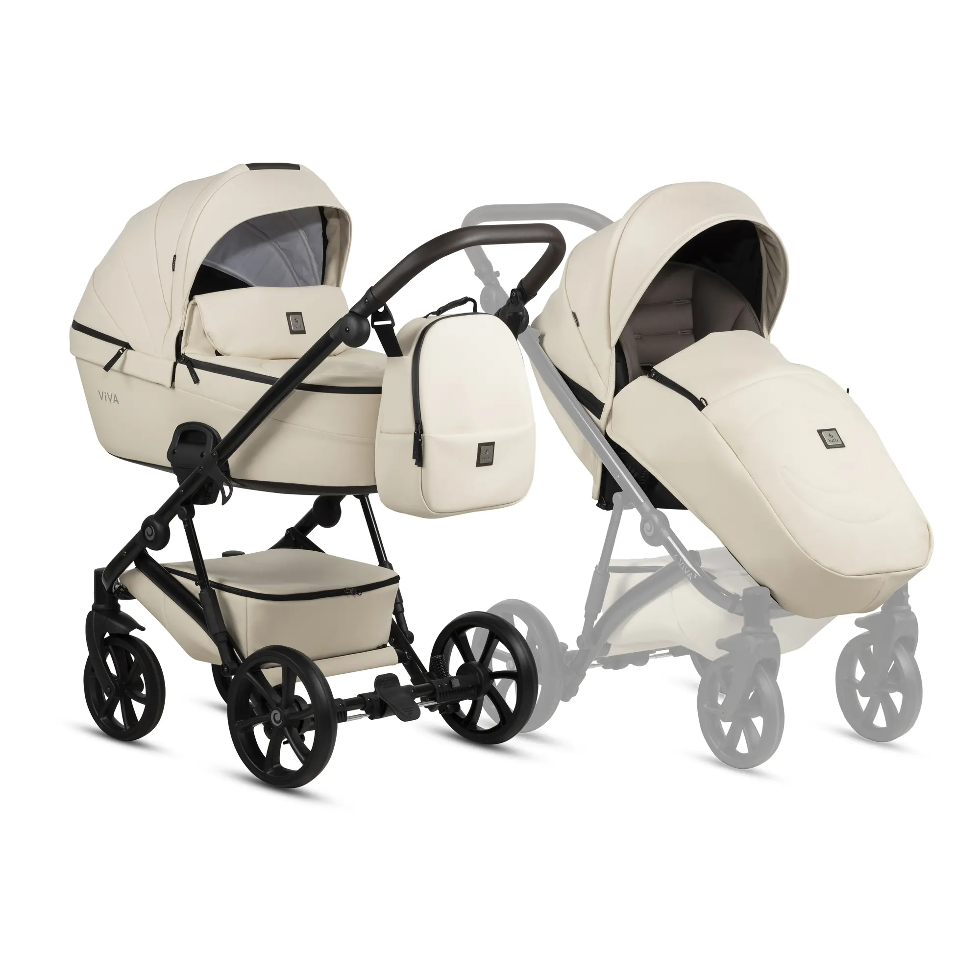 Bērnu rati 2in1 Viva 5 Plus Leather 086 Vanilla