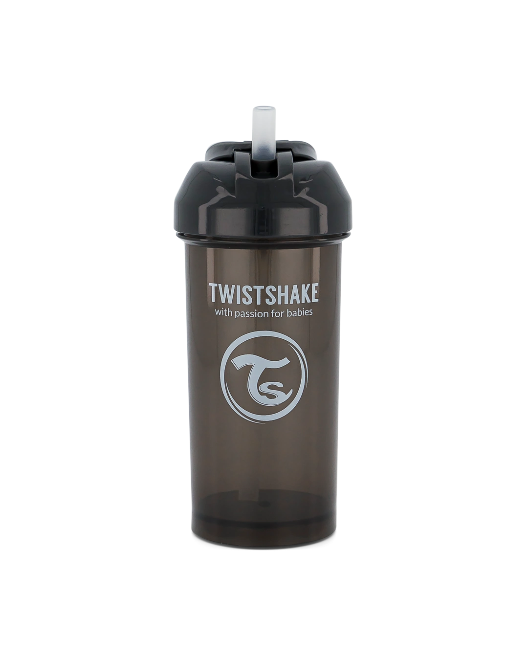 Twistshake pudele ar salmiņu 360ml 6M+ Black Twistshake pudele ar salmiņu 360ml 6M+ Black