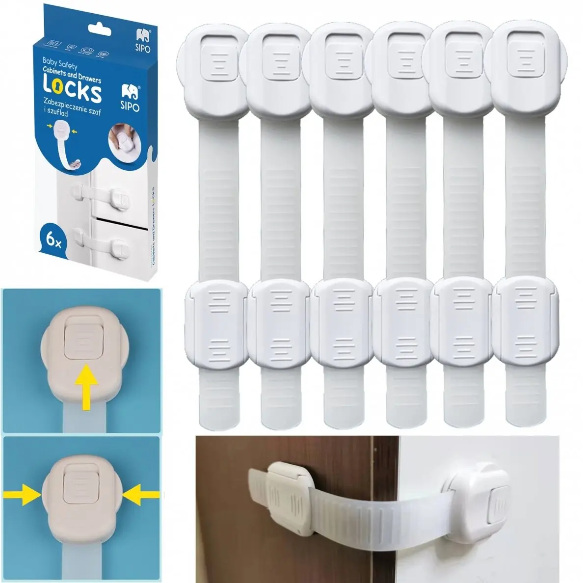 Drošības slēdzenes skapjiem un atvilktnēm, 6 gab., SBS-218 SIPO