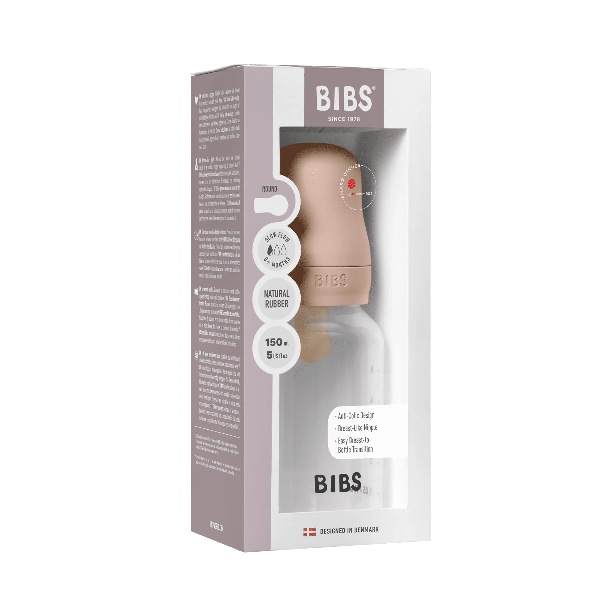 BIBS bērnu pudelīte 150 ml, Blush