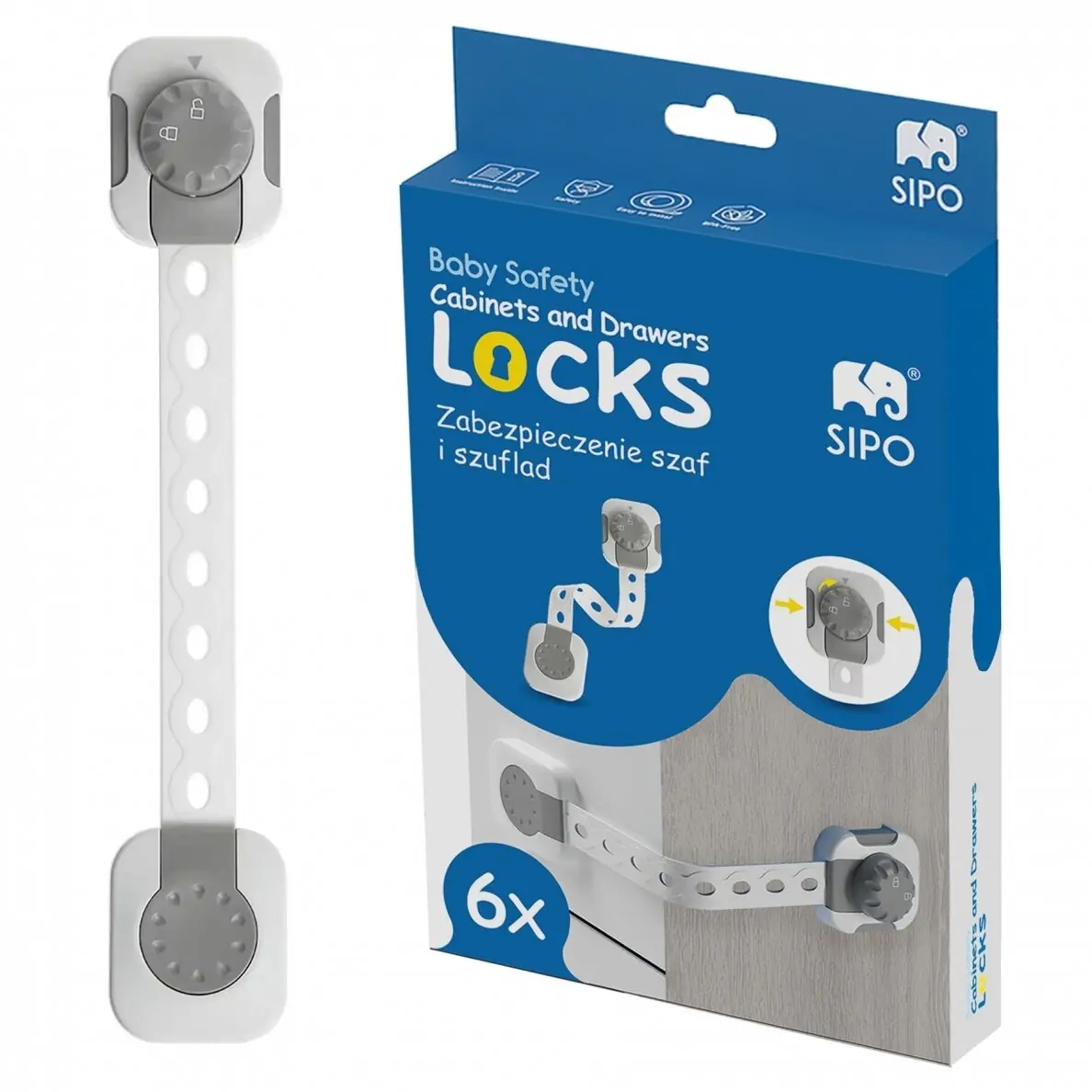 Bērnu drošības slēdzenes skapjiem 6 gab., SBS-214 SIPO