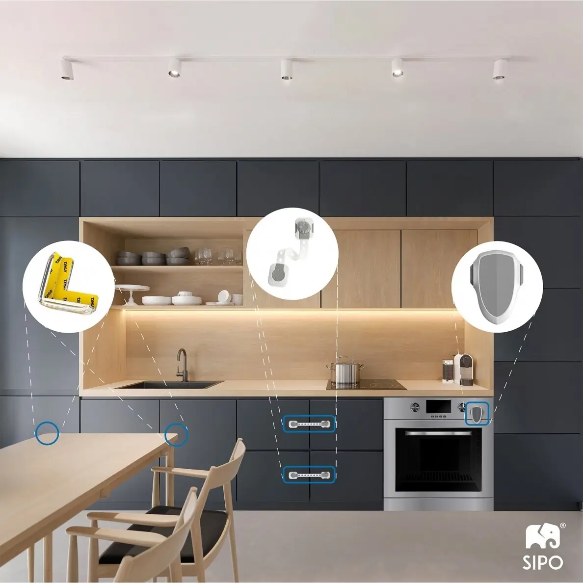 Bērnu drošības slēdzenes skapjiem 6 gab., SBS-214 SIPO