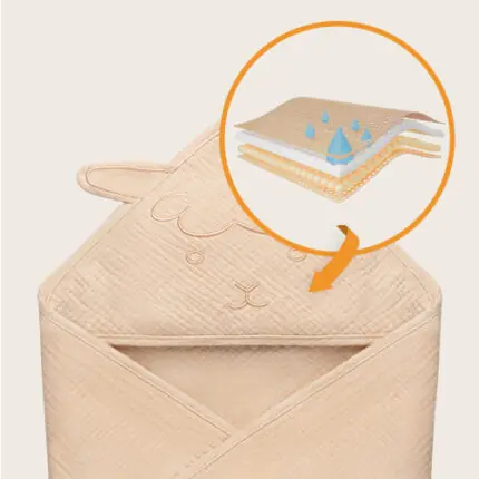 Muslīna dvielis ar kapuci, Lionelo beige cappuccino