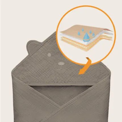 Muslīna dvielis ar kapuci, Lionelo grey sky