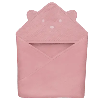 Muslīna dvielis ar kapuci, Lionelo pink baby