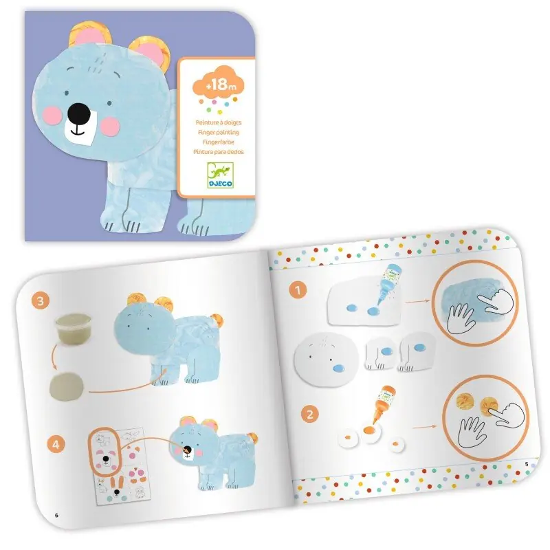 Djeco Krāsošana ar pirkstiņkrāsām - Mīlīgie dzīvnieki 3