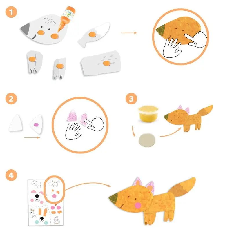 Djeco Krāsošana ar pirkstiņkrāsām - Mīlīgie dzīvnieki 4