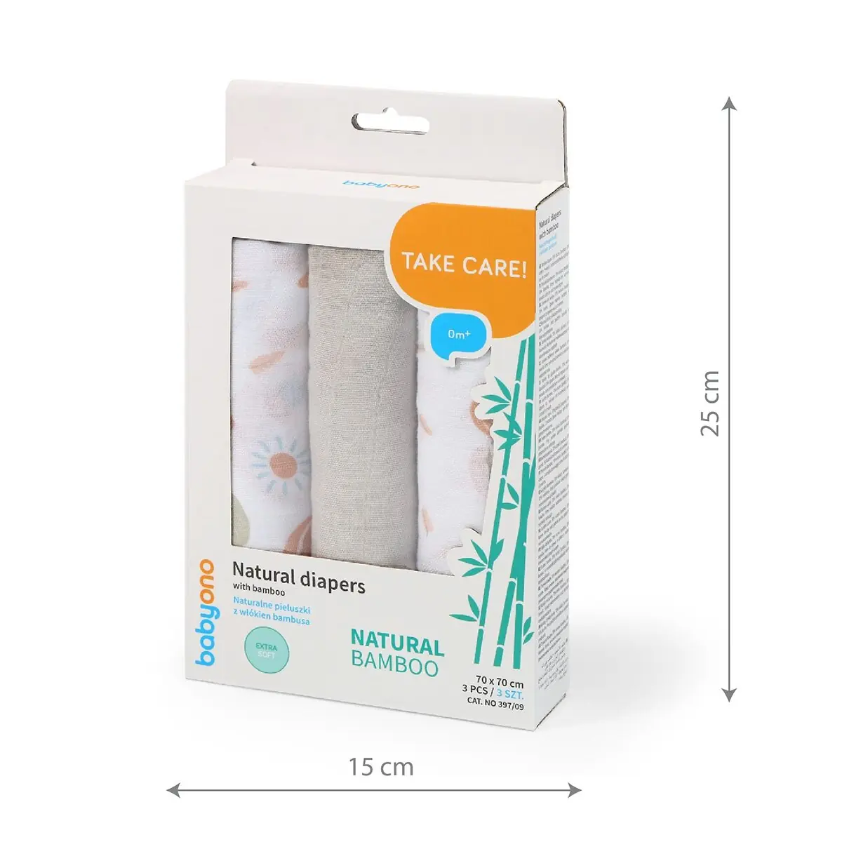 BabyOno bambusa autiņi 3 gab., pelēki 397/09
