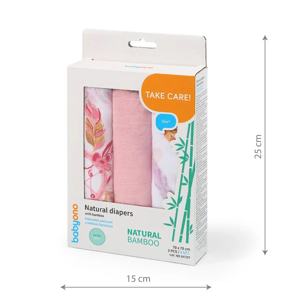 BabyOno bambusa autiņi 3 gab., rozā 397/07