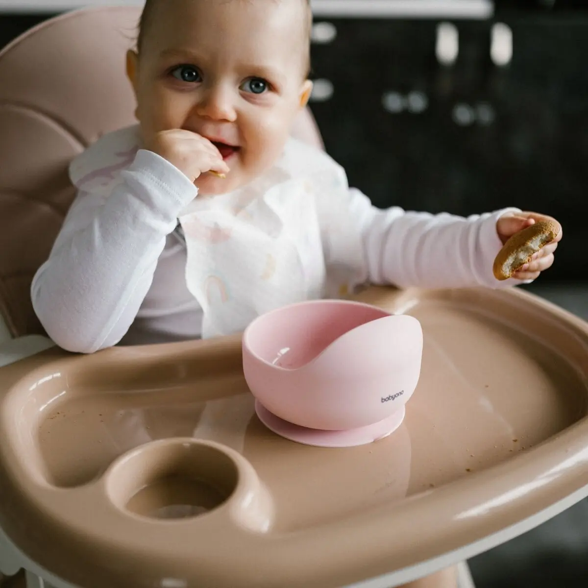 Babyono silikona piesūcekņa bļoda rozā 1481/02