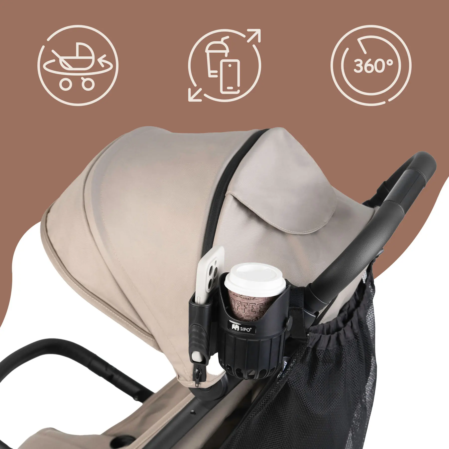 SIPO turētāja krūzīte tālrunim ratiņiem SCA-03